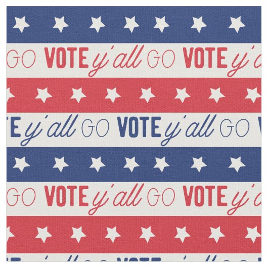 Go Vote Y'all Wählermuster Stoff (Nahaufnahme)