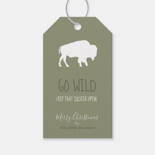 Go Wild Buffalo Adventures Muster White ID602 Geschenkanhänger (Vorderseite)