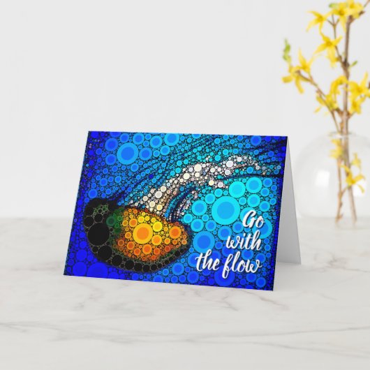 Go with Flow Fun Ocean Jellyfish Modernes Skript Karte (Gelbe Blume)