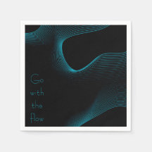 "Go with Flow" Moderne Schwarz & Blau-Wavy-Linien