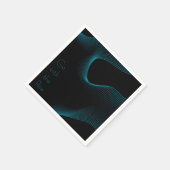 "Go with Flow" Moderne Schwarz & Blau-Wavy-Linien Serviette (Ecke)