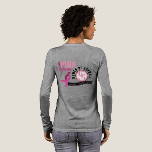 "Go with Pink" Ladys Long Sleeve Tri-Blend Shirt (Voller Rückseite)