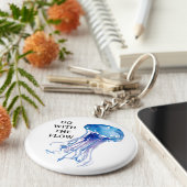 “Go with the Flow”  jellyfish illustration blue Schlüsselanhänger (Seite)