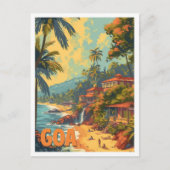 Goa Beach India Kunstreise Illustration Postkarte (Vorderseite)