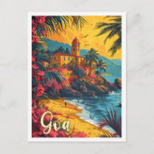Goa Beach India Vintag Art Travel Illustration Postkarte (Vorderseite)