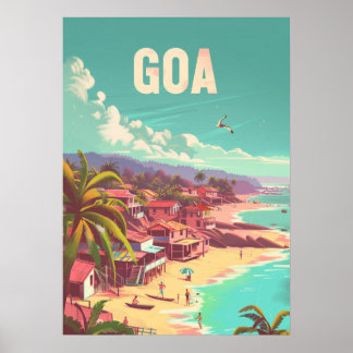 Goa India Coastro Retro Art Travel Poster