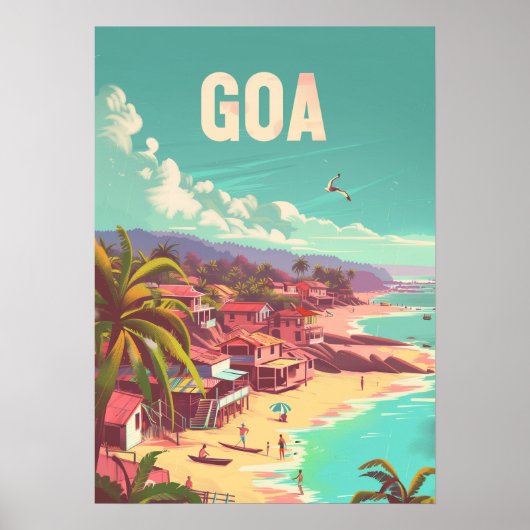 Goa India Coastro Retro Art Travel Poster (Vorne)