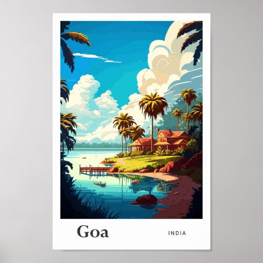 Goa India Vintage Travel Illustration Poster (Vorne)