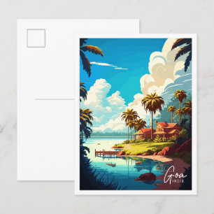 Goa Indien Vintage-Reiseillustration Postkarte
