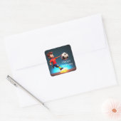 "Goal Bound: The Animated Boy's Perfect Kick" Quadratischer Aufkleber (Umschlag)