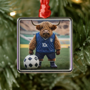 "Goal-Getter: Eine Hochlandkuh für Fußball verklei Ornament Aus Metall
