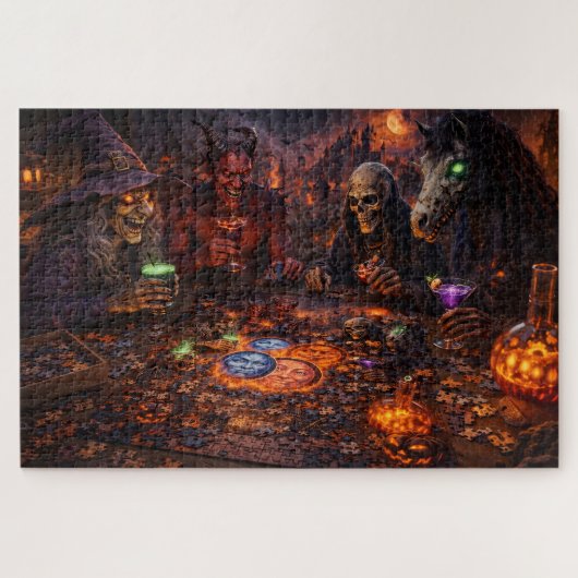 Goal night out spooky witch and skeleton fantasy j puzzle (Horizontal)