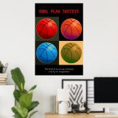 Goal Plan Erfolg Basketball Sport Pop Kunst Poster (Heimbüro)