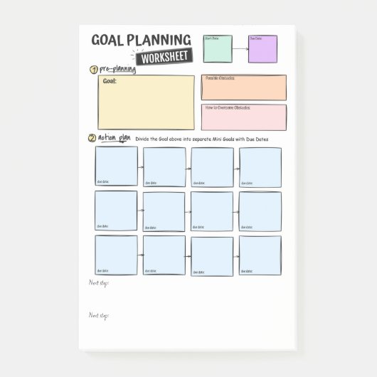 Goal planning Post-It Notes Klebezettel (Vorderseite)