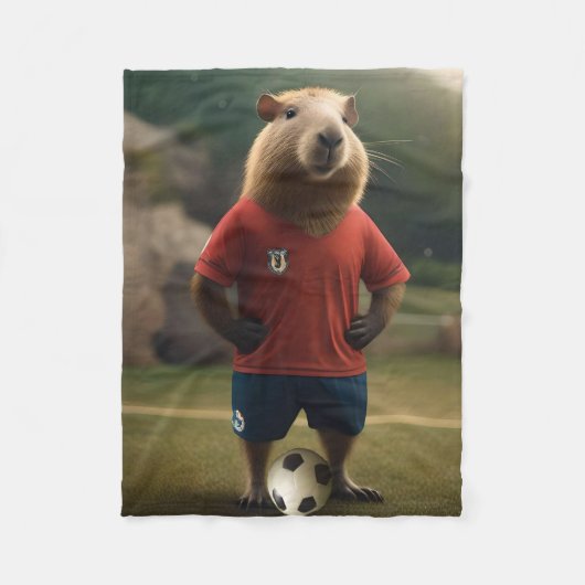 "Goal-Scoring Capybara: Der ultimative Fußballstar Fleecedecke (Vorderseite)
