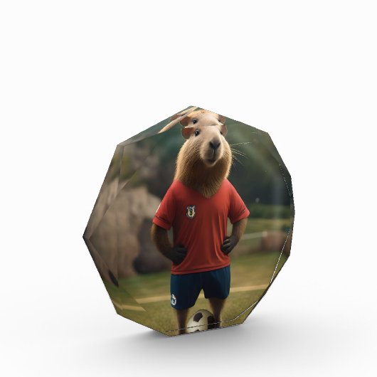 "Goal-Scoring Capybara: Der ultimative Fußballstar Fotoblock (Links)