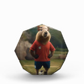 "Goal-Scoring Capybara: Der ultimative Fußballstar Fotoblock (Vorderseite)