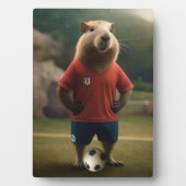 "Goal-Scoring Capybara: Der ultimative Fußballstar Fotoplatte (Vorderseite)