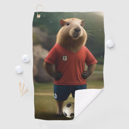 "Goal-Scoring Capybara: Der ultimative Fußballstar Golfhandtuch (Insitu)