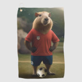 "Goal-Scoring Capybara: Der ultimative Fußballstar Golfhandtuch (Vorderseite)