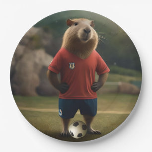"Goal-Scoring Capybara: Der ultimative Fußballstar Pappteller