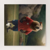"Goal-Scoring Capybara: Der ultimative Fußballstar Puzzle (Horizontal)
