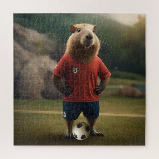"Goal-Scoring Capybara: Der ultimative Fußballstar Puzzle (Vertikal)