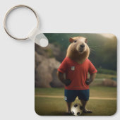"Goal-Scoring Capybara: Der ultimative Fußballstar Schlüsselanhänger (Vorderseite)