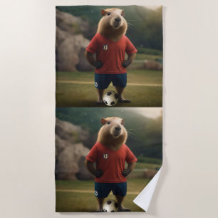"Goal-Scoring Capybara: Der ultimative Fußballstar Strandtuch