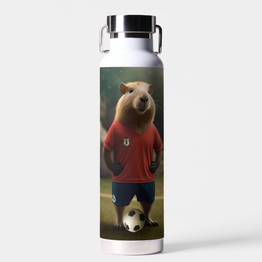 "Goal-Scoring Capybara: Der ultimative Fußballstar Trinkflasche (Vorne)