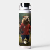 "Goal-Scoring Capybara: Der ultimative Fußballstar Trinkflasche (Rückseite)