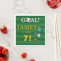 Goal! Soccer Birthday Napkins for Kids – Age 7