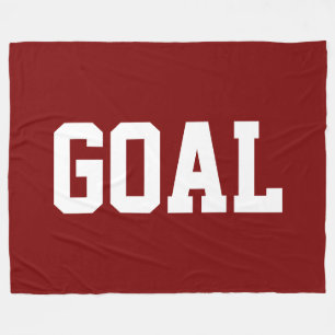 GOAL Sporty Athletic Weiße Schrift auf Vintage Rot Fleecedecke
