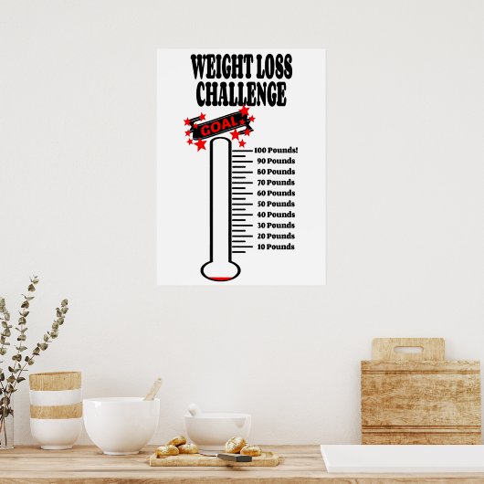 Goal Thermometer 100 Pfund Gewichtsverlust Ziel Poster (Küche)