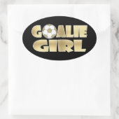 Goalie Girl Gold Ovaler Aufkleber (Tasche)