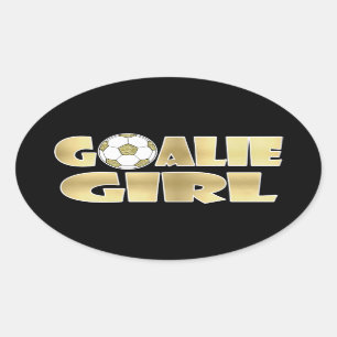 Goalie Girl Gold Ovaler Aufkleber