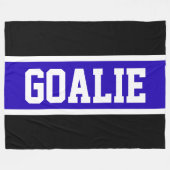 GOALIE Text Bold Athletic Blue Schwarz-weiß Stripe Fleecedecke (Vorderseite (Horizontal))