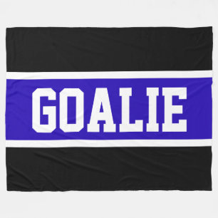 GOALIE Text Bold Athletic Blue Schwarz-weiß Stripe Fleecedecke