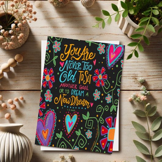 Goals Dreams Hearts Blume Farbenfroh Inspirierend Karte