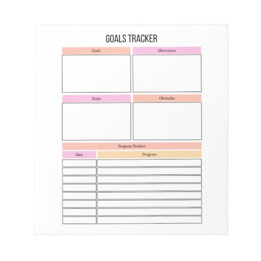 Goals Tracker Planner Notepad Notizblock (Vorderseite)