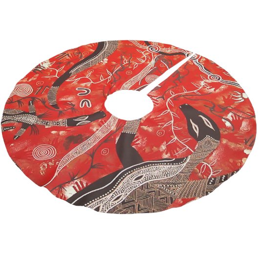 Goanna Dreaming Christmas Tree Skirt Polyester Weihnachtsbaumdecke (Schrägansicht)
