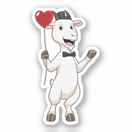 Goat as Groom with Heart Balloon Aufkleber (Vorderseite)