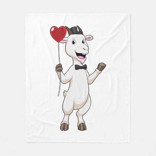 Goat as Groom with Heart Balloon Fleecedecke (Vorderseite)