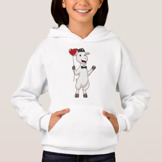 Goat as Groom with Heart Balloon Hoodie (Vorderseite)