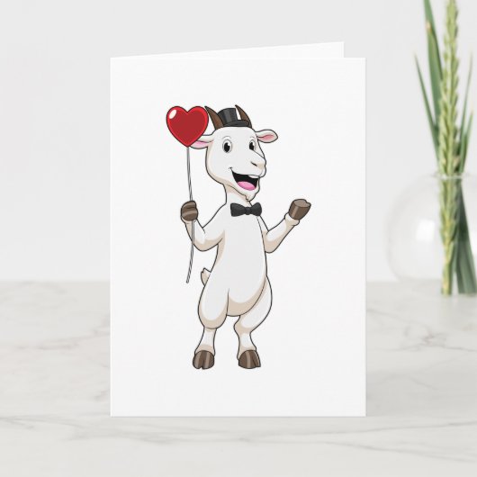Goat as Groom with Heart Balloon Karte (Vorderseite)