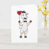 Goat as Groom with Heart Balloon Karte (Gelbe Blume)
