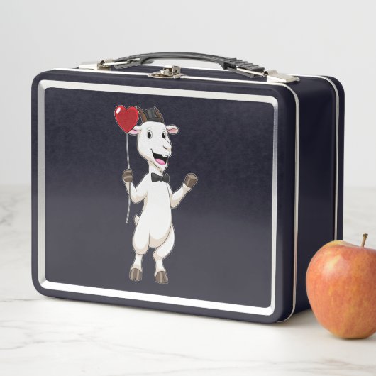 Goat as Groom with Heart Balloon Metall Brotdose (Beispiel)