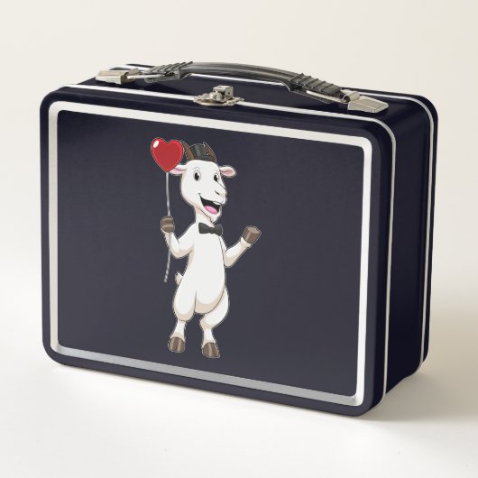 Goat as Groom with Heart Balloon Metall Brotdose (Vorderseite)