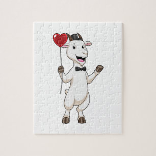Goat as Groom with Heart Balloon Puzzle