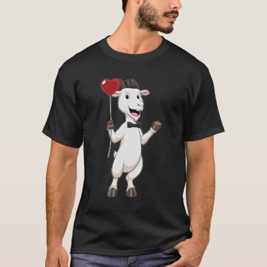Goat as Groom with Heart Balloon T-Shirt (Vorderseite)